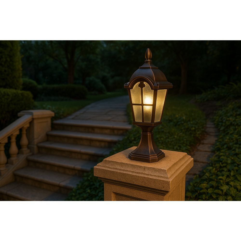 Brass Outdoor Surface-Mount Lantern - Lifestyle