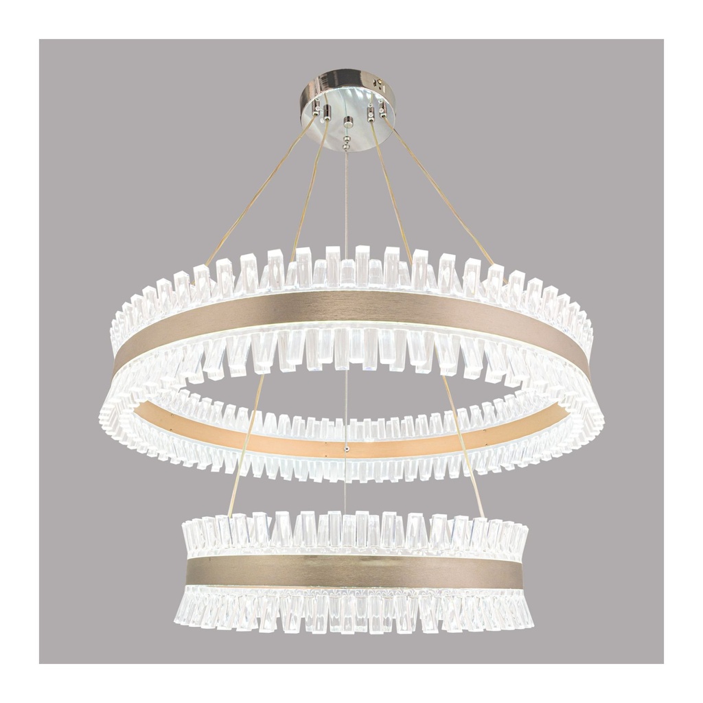 Luxury Crystal LED Chandelier – Modern Dual-Ring Pendant Light with Sleek Gold & Glass Design for Dining Room & Foyer
 | 