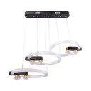 Luxury Triple Ring LED Chandelier – Modern Black & Gold Statement Lighting | 