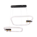 Modern Geometric LED Chandelier – Black & Gold Double-Layer Hanging Light for Dining & Living Room | 