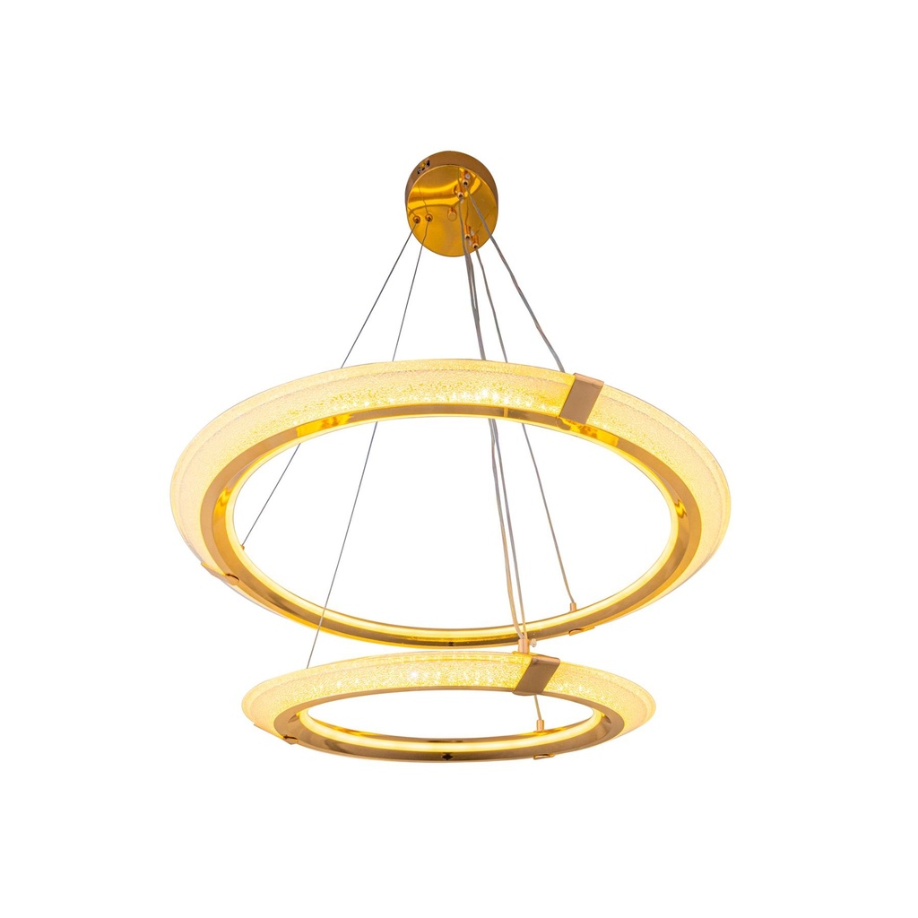 Modern Gold LED Ring Chandelier – Adjustable Double Circle Pendant Light for Dining Room, Living Room & High Ceilings
 | 