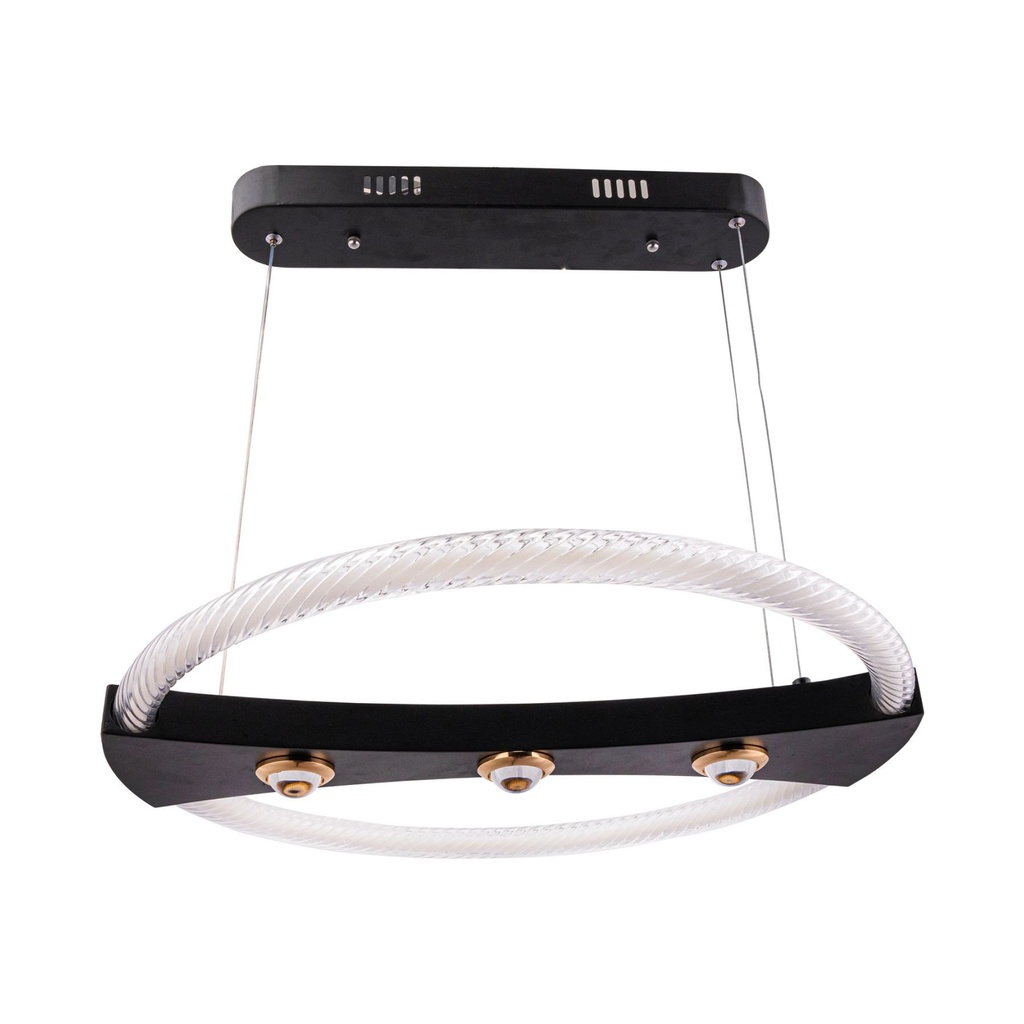 Modern LED Circular Chandelier – Black & Gold Elegance | 