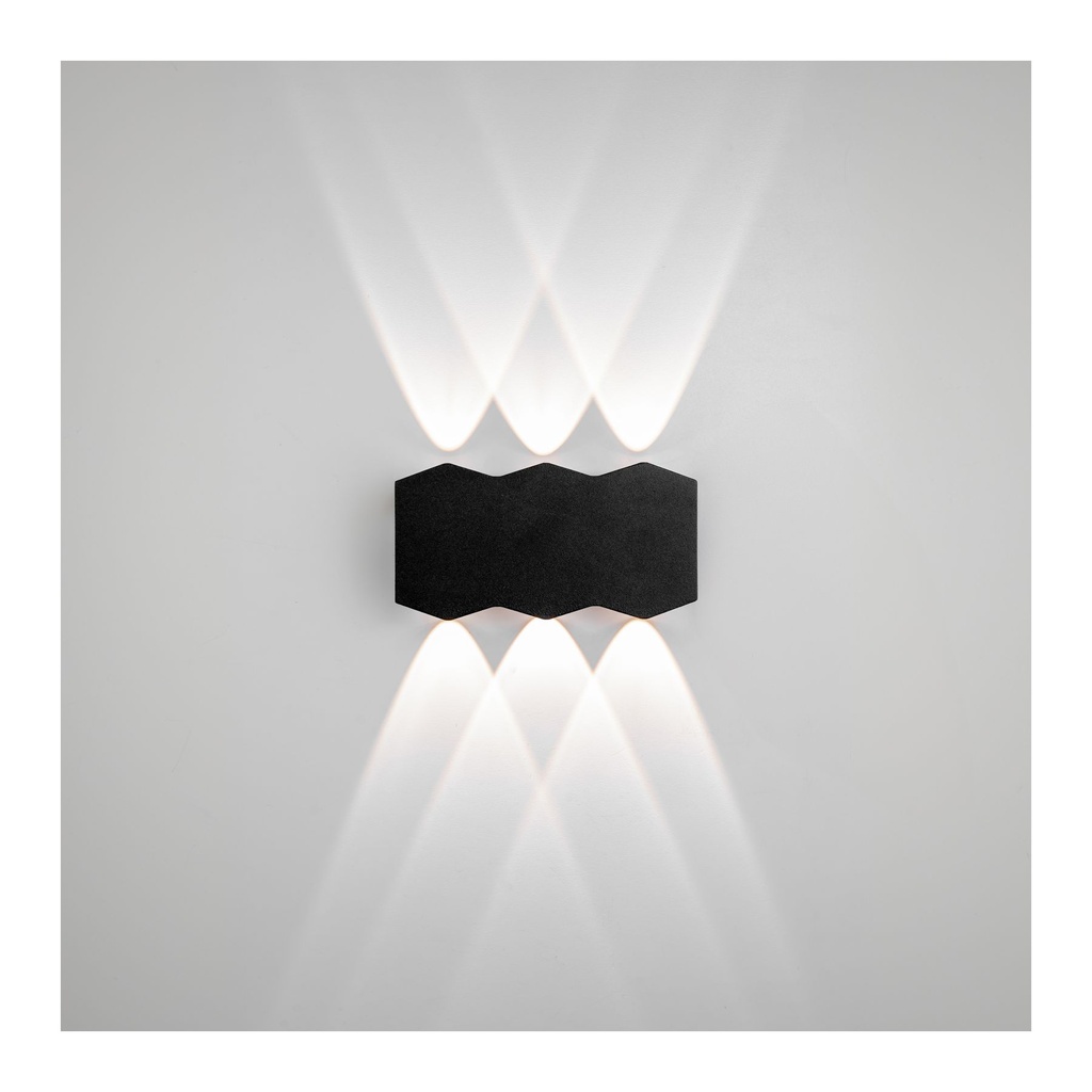 6W Black Aluminum Up & Down Wall Light - Sleek and Functional