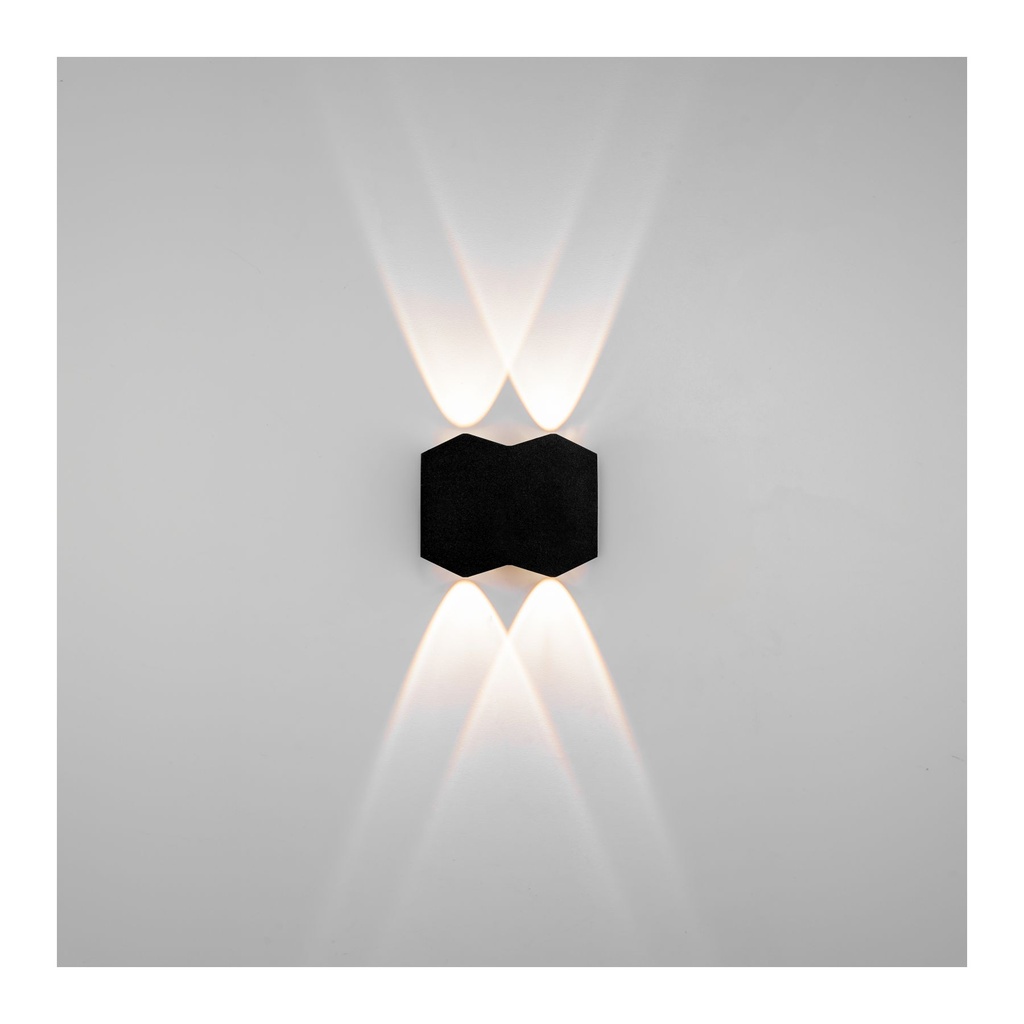 4W Black Aluminum Up & Down Wall Light - Compact and Elegant