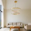Luxury Crystal Ring Chandelier Modern LED Pendant Light, Double Circular Gold Hanging Fixture for Living Room, Dining Room & Foyer
