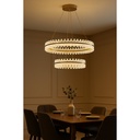 Luxury Crystal LED Chandelier – Modern Dual-Ring Pendant Light with Sleek Gold & Glass Design for Dining Room & Foyer
