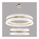 Luxury Crystal LED Chandelier – Modern Dual-Ring Pendant Light with Sleek Gold & Glass Design for Dining Room & Foyer
