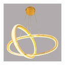 Modern Gold Orbit LED Chandelier – Luxury Double-Ring Pendant Light with Crystal Accents for Living Room & Dining Area
