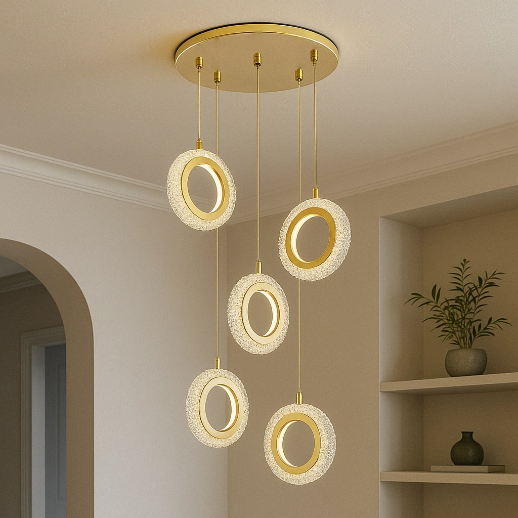 Halo Elegance LED Pendant Light – Modern Crystal Ring Ceiling Fixture
