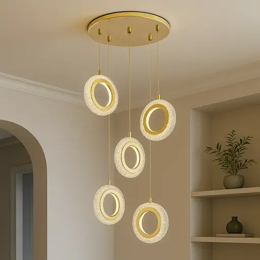 Luminous Orbit LED Pendant Light – Crystal Ring Suspension Fixture