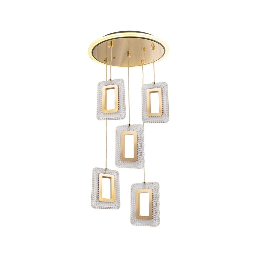 Radiant Prism LED Pendant Light – Modern Rectangular Crystal Chandelier