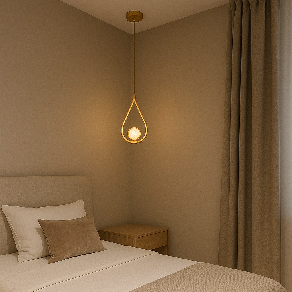 Golden Drop LED Pendant Light – Minimalist Crystal Teardrop Fixture