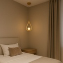 Golden Drop LED Pendant Light – Minimalist Crystal Teardrop Fixture