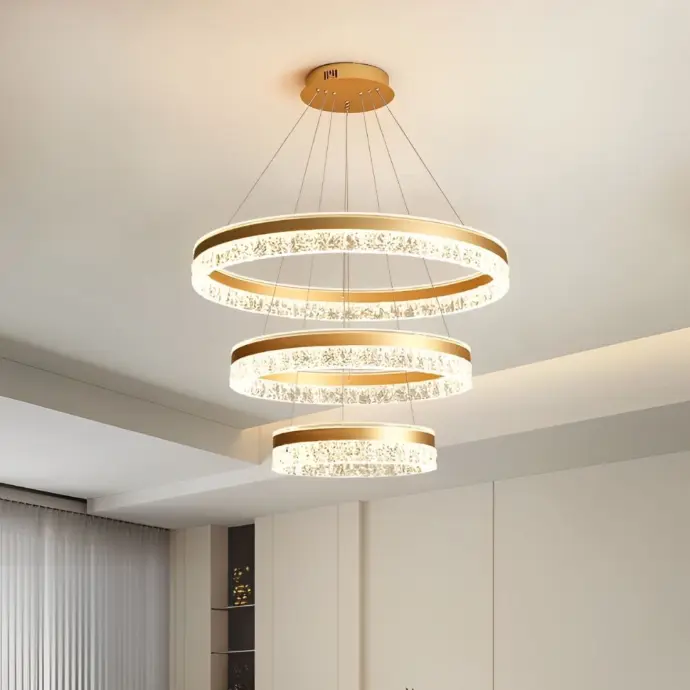 Luxe Spiral LED Chandelier – Double-Ring Crystal Elegance
