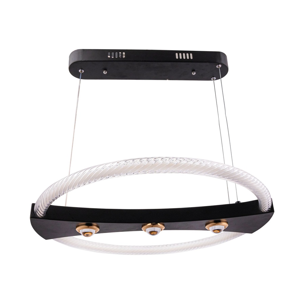 Modern LED Circular Chandelier – Black & Gold Elegance