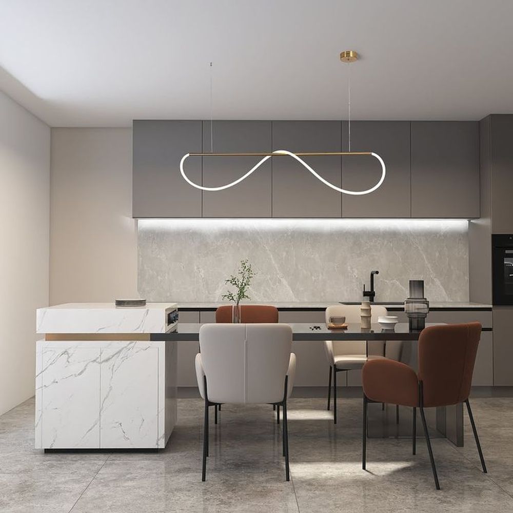 Modern Infinity LED Pendant Light – Gold Loop Hanging Lamp for Elegant Interiors
