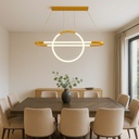 Saturn-Inspired LED Pendant Light – Gold & White Modern Hanging Lamp
