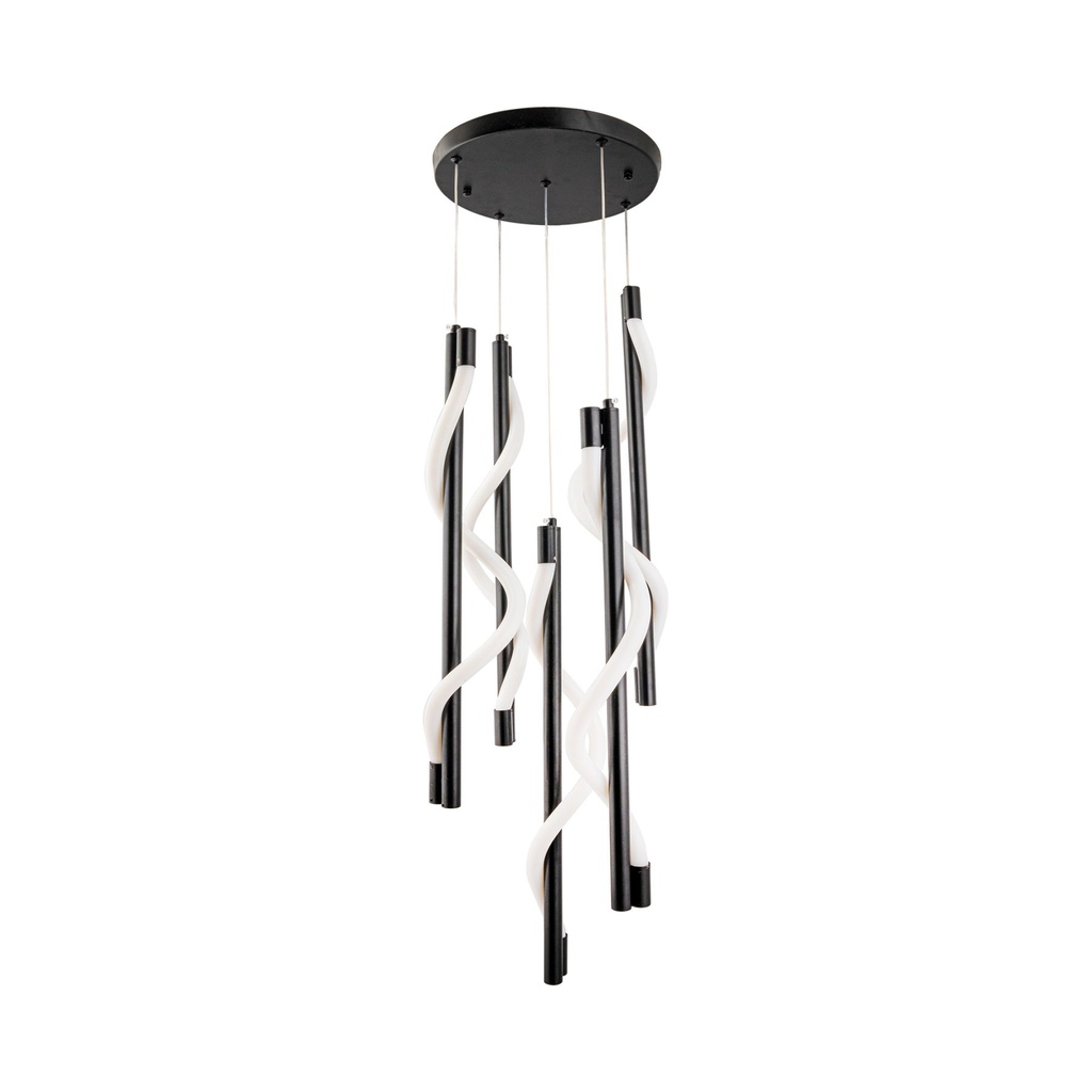 Modern Spiral LED Chandelier – Black & White Multi-Tube Pendant Light
