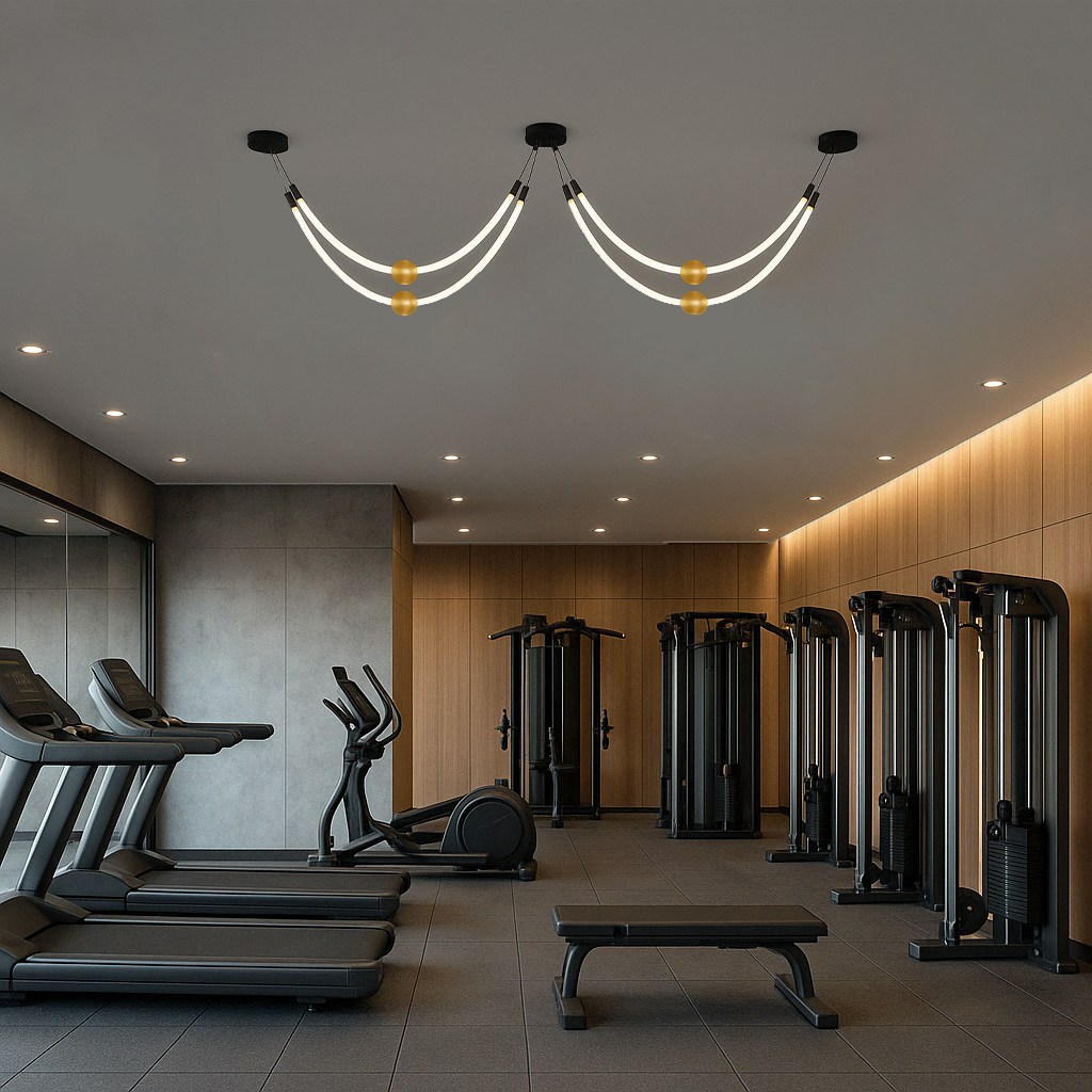 Luxury Wave LED Chandelier – Modern Dual-Sided Hanging Light
