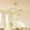 Modern Spiral LED Chandelier – Artistic Triple-Ring Hanging Light
