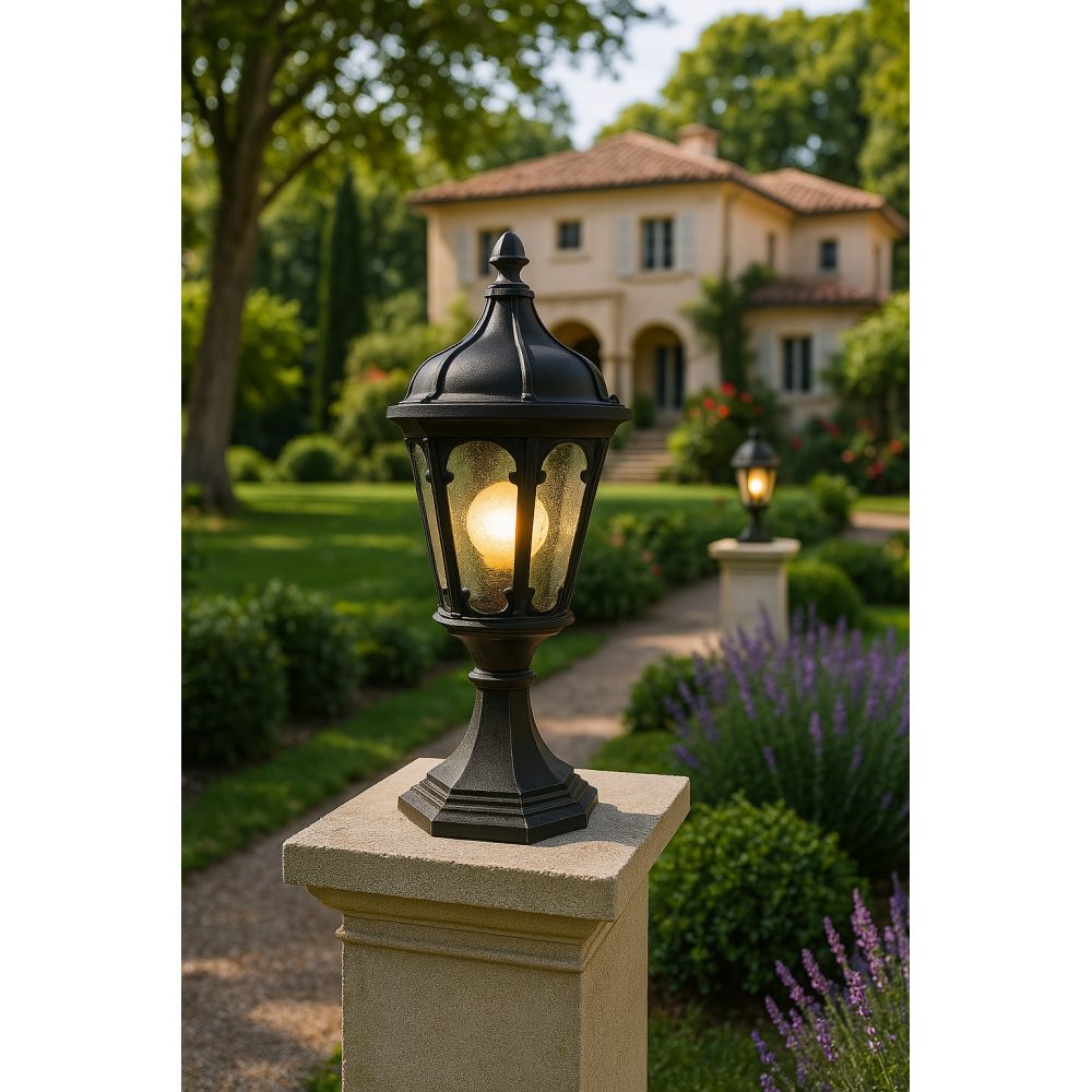 Modern Black Outdoor Surface-Mount Lantern