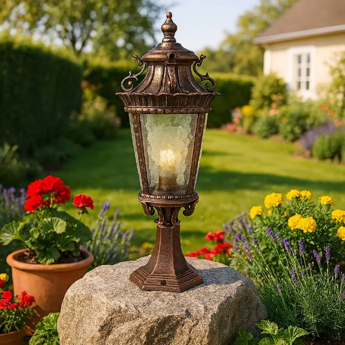 Vintage Brass Outdoor Surface-Mount Lantern