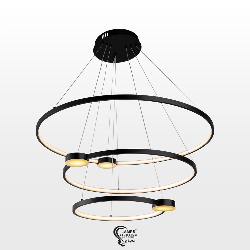 LED Ceiling Light Fixture - Modern Black Pendant Lamp