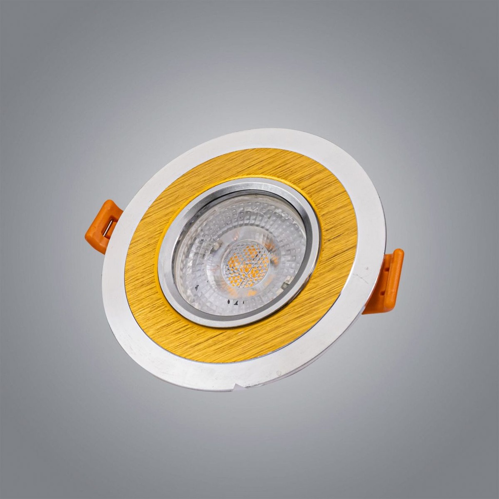 Silver + Oak Wood Finish Recessed Spotlight Frame