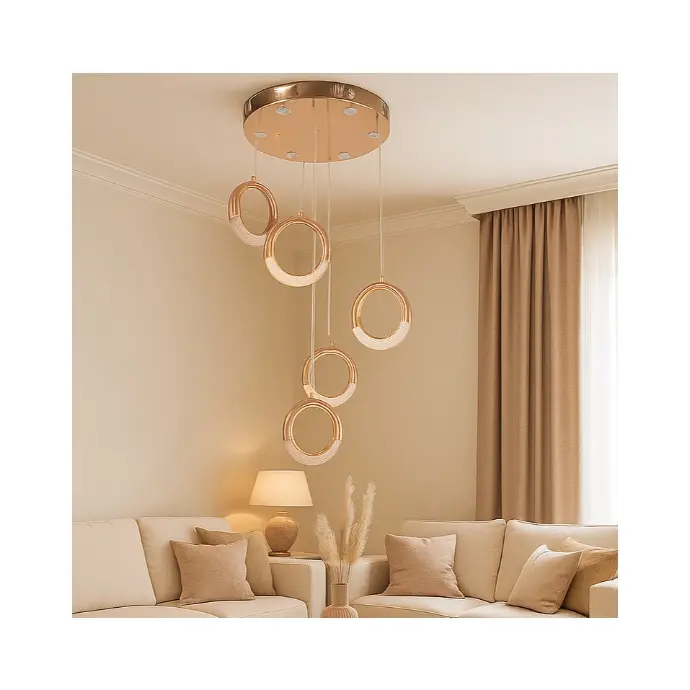 LED Ceiling Light Fixture - Modern Gold Design - 40W Warm Light
