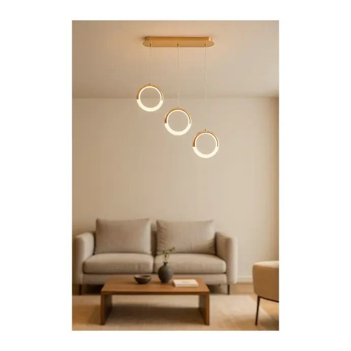 LED 25W Pendant Light with Gold Accents