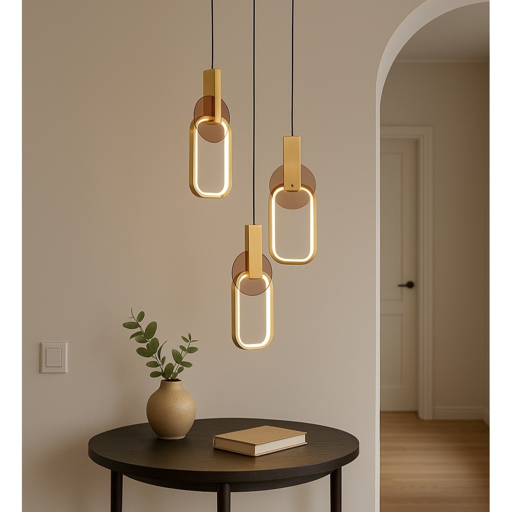Dual LED Pendant Lamp with Silicone and Metal Shade