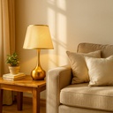 Copper Table Lamp with Fabric Shade