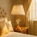 Crystal Table Lamp with Pleated Fabric Shade