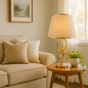 Gold Table Lamp with Fabric Shade