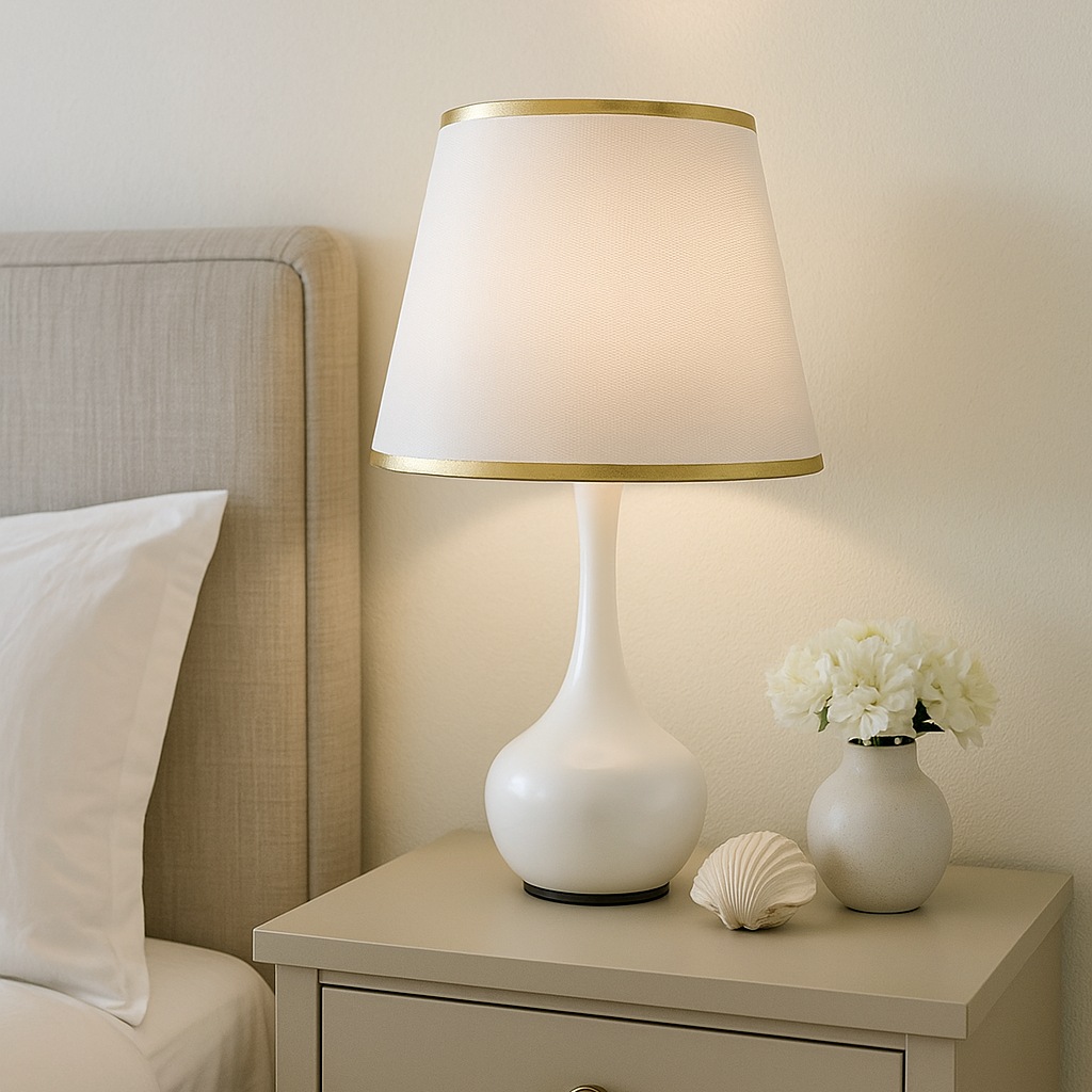 White Fabric Shade Table Lamp