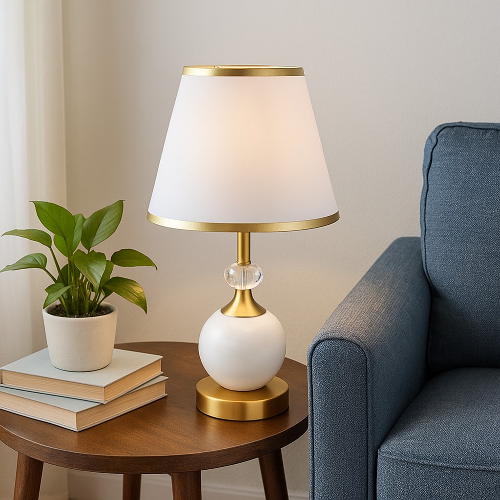 White Fabric Shade Table Lamp
