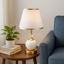 White Fabric Shade Table Lamp
