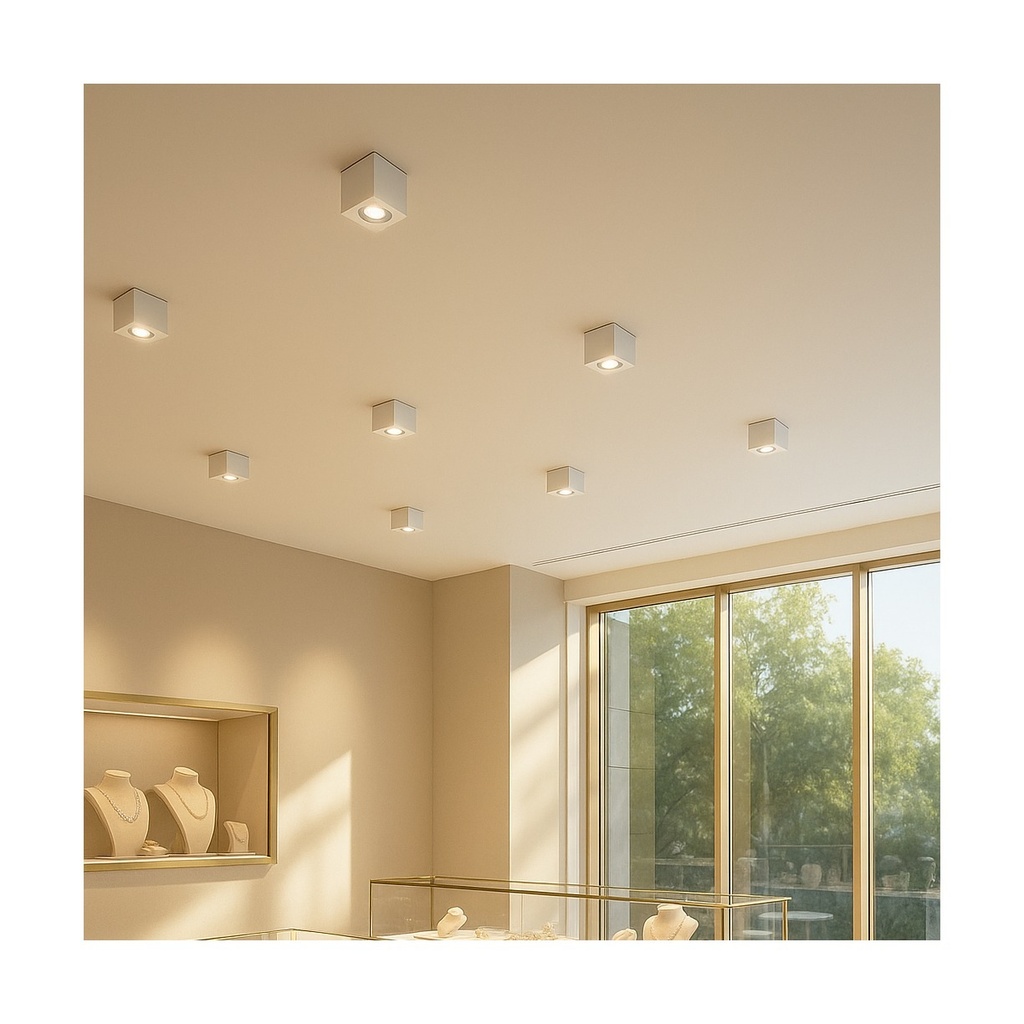 20W White Box Cylinder Ceiling Spotlight White / Black