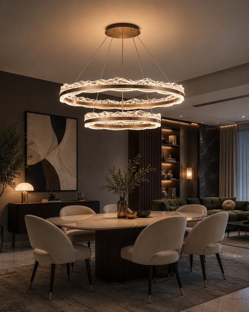 LM - 933 - 4+6A - 40+60 CM - FGD - 126Wx2 - CRYSTAL LED CHANDELIER - ( 62 )