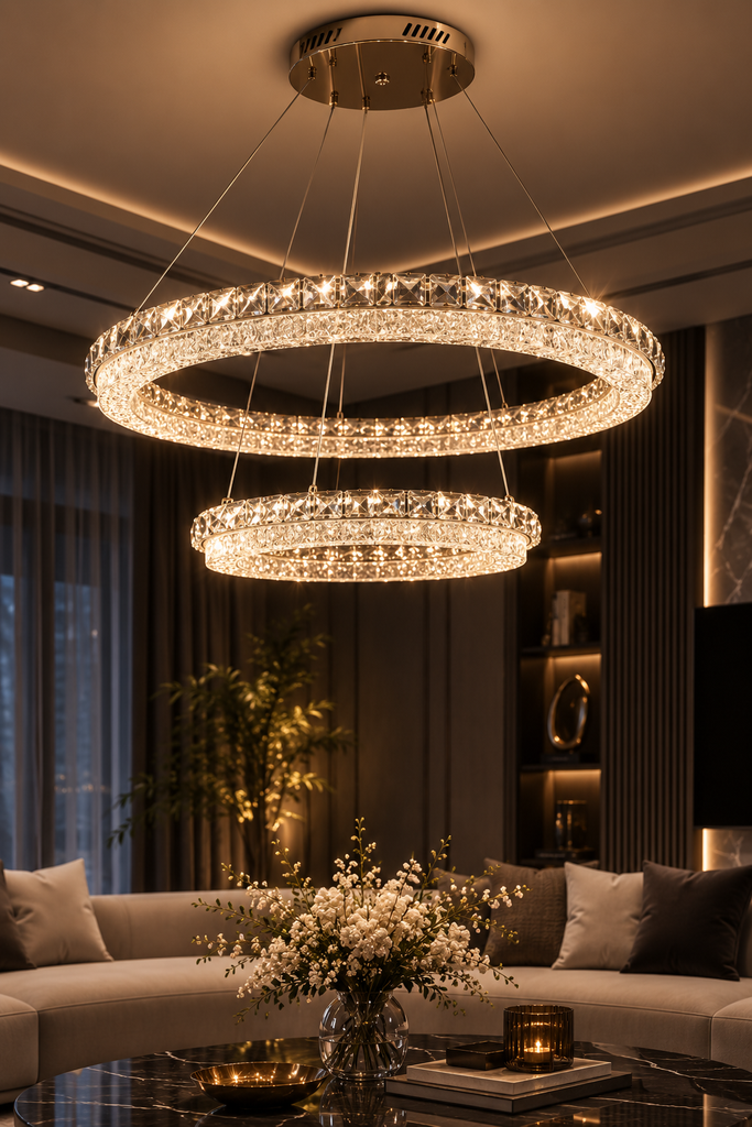 LM - 955 - 50 CM - FGD - 62Wx2 - CRYSTAL LED CHANDELIER - ( 62 )