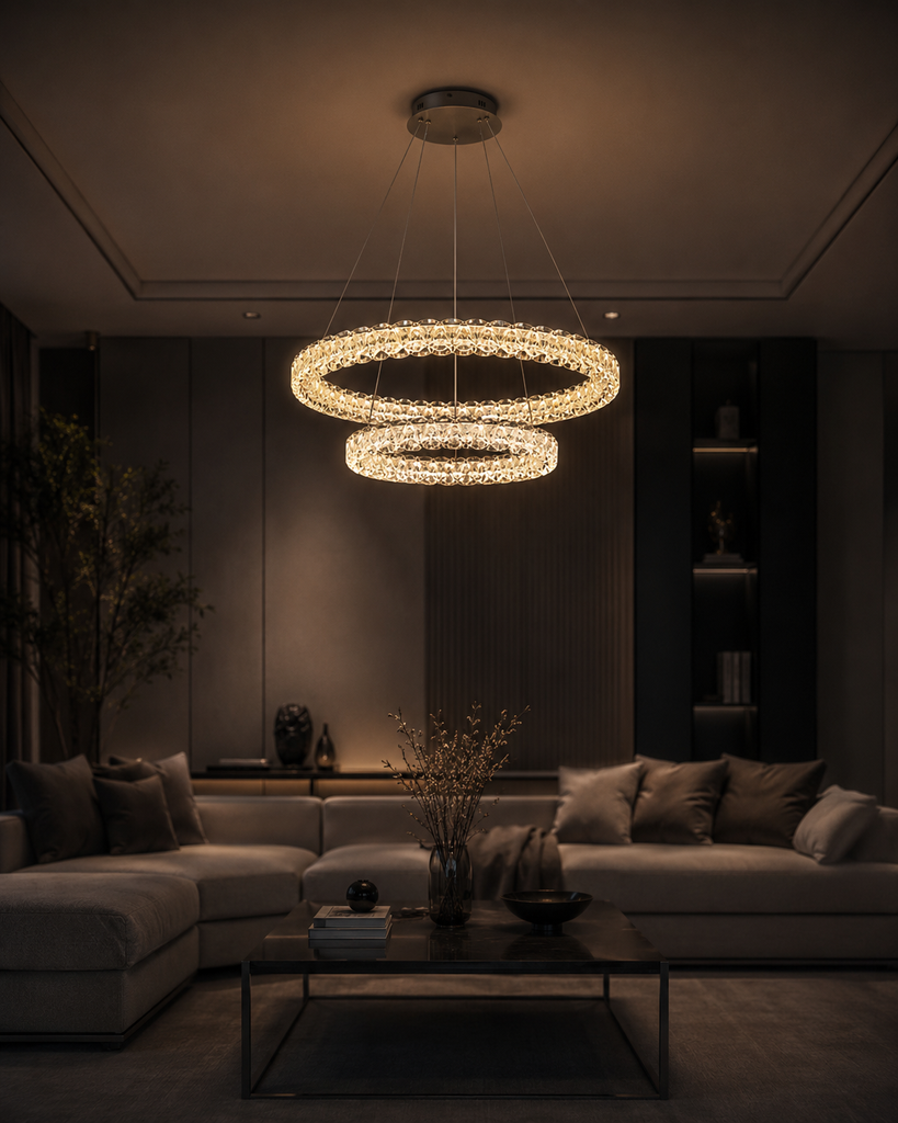 LM - 958 - 4+6A - 40+60 CM - FGD - 63Wx2 - CRYSTAL LED CHANDELIER - ( 62 )