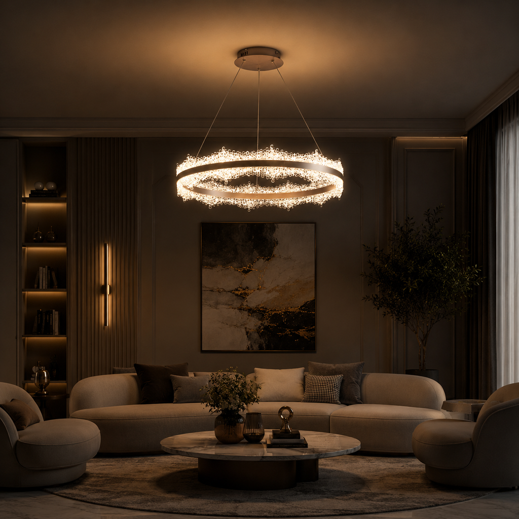 LM-928 - 50 CM - CHAMPAGNE- 62Wx2 - CRYSTAL LED CHANDELIER - ( 62 )