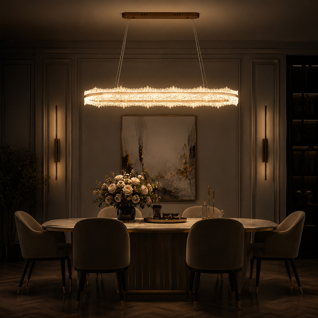 LM - 928 - 100*30 CM - CHAMPAGNE- 104Wx2 - CRYSTAL LED CHANDELIER - ( 62 )