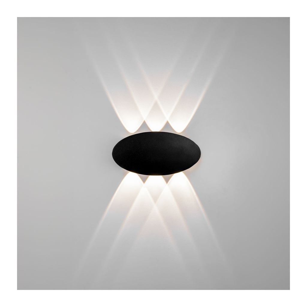 LM-23100-BK-6W-WW Black Oval Triple Up Down Wall Light