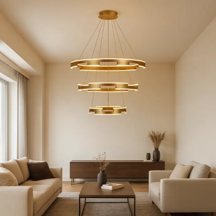 LM-6911 150W Aluminium/Wire Drawing Gold Chandelier