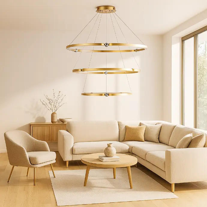 246W Gold LED Chandelier - 3000K Warm