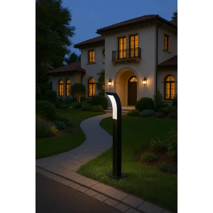 12W Black Bollard Light - 3000K Warm
