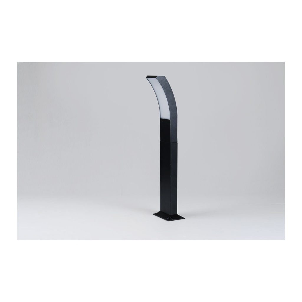 12W Black Bollard Light - 3000K Warm