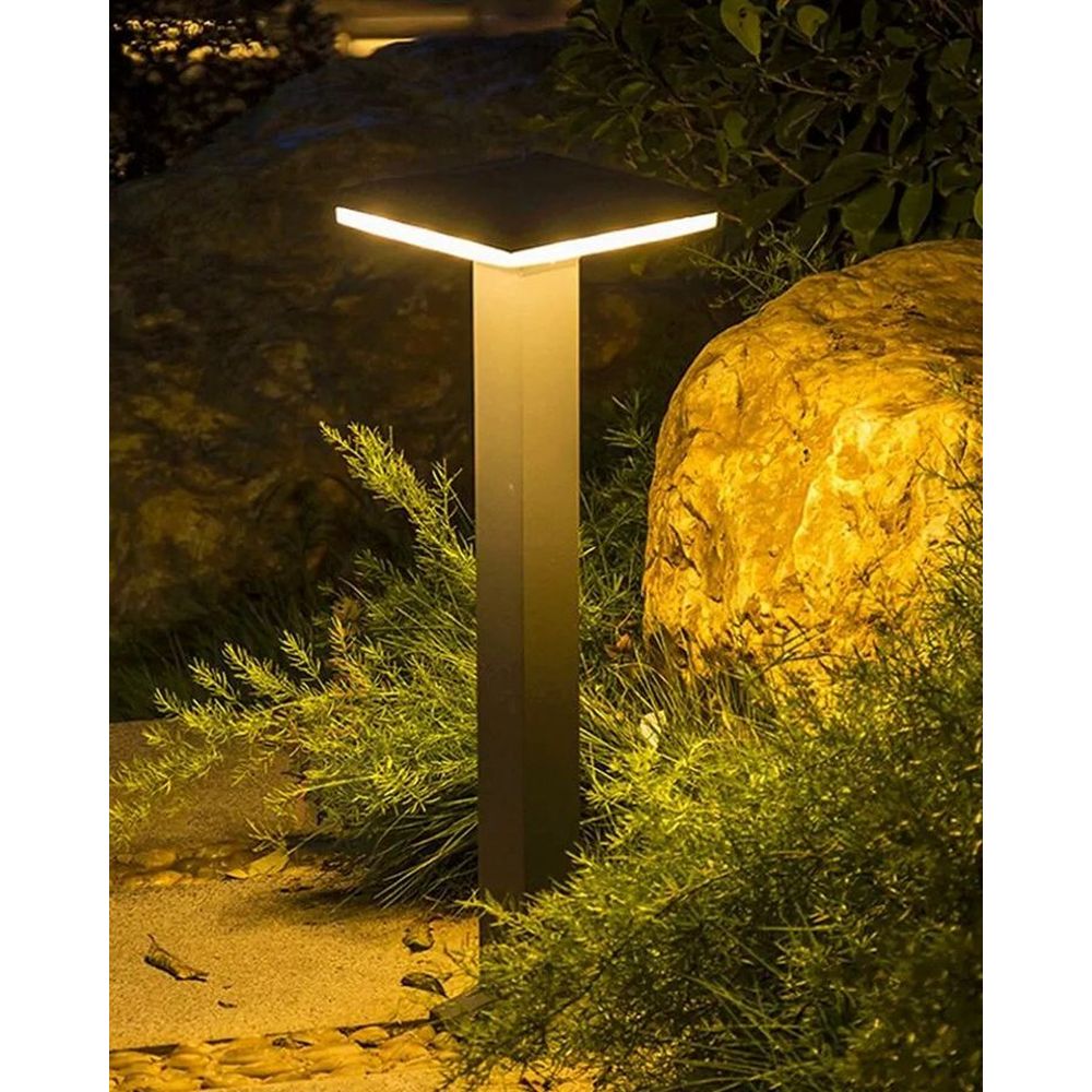 12W Black Bollard Light - 3000K Warm