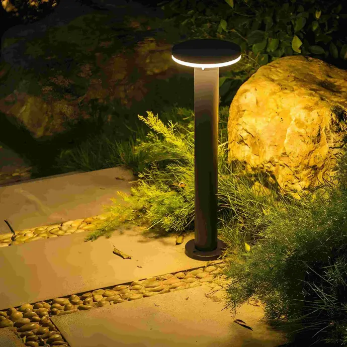12W Black Bollard Light - 3000K Warm